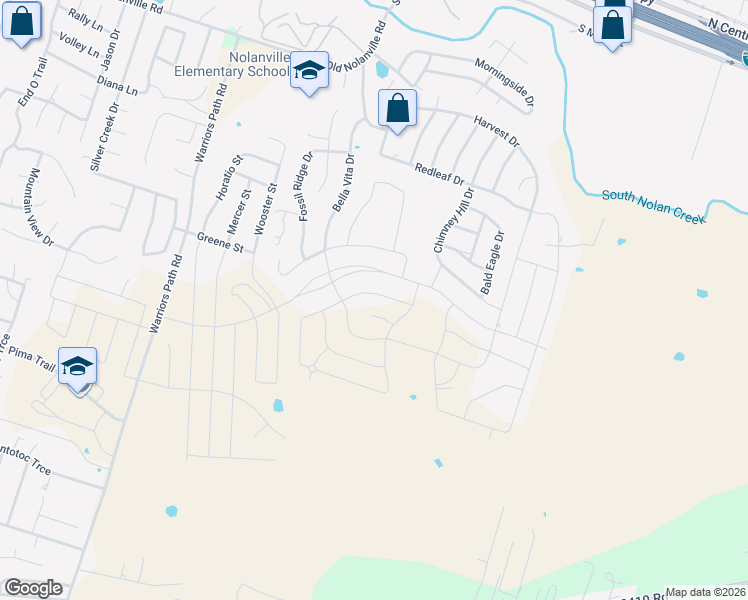 map of restaurants, bars, coffee shops, grocery stores, and more near 6002 Bella Charca Parkway in Nolanville