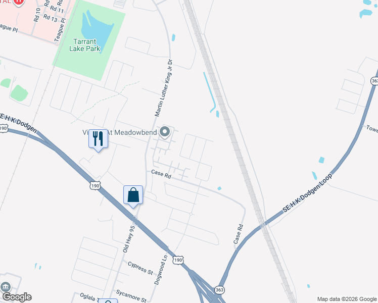 map of restaurants, bars, coffee shops, grocery stores, and more near 2505 Elk Creek Street in Temple