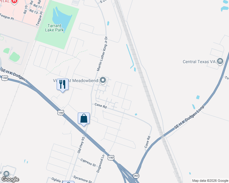 map of restaurants, bars, coffee shops, grocery stores, and more near 2516 Nolan Creek Street in Temple