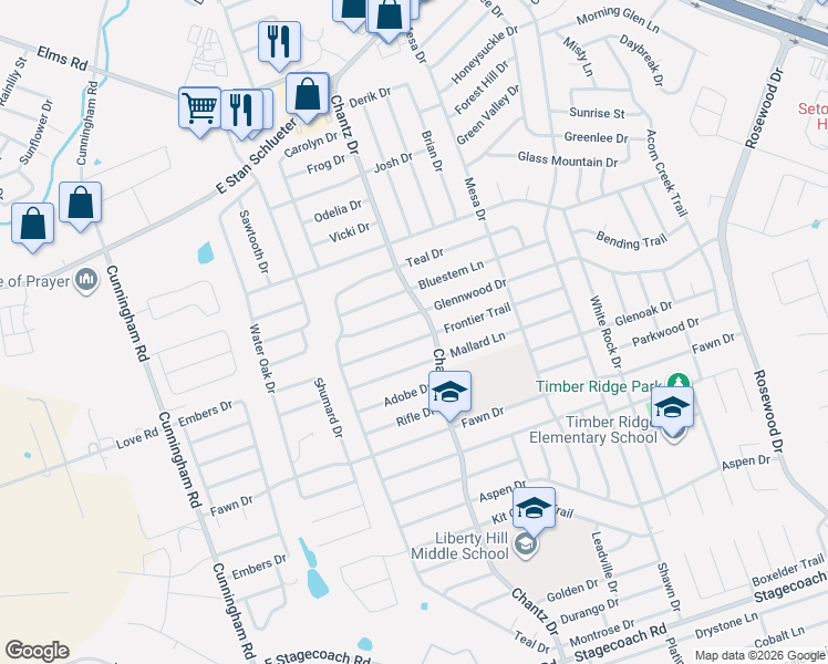 map of restaurants, bars, coffee shops, grocery stores, and more near 4310 Glennwood Drive in Killeen