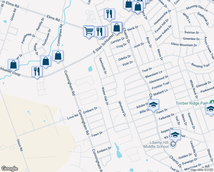 map of restaurants, bars, coffee shops, grocery stores, and more near 3806 Lone Oak Drive in Killeen