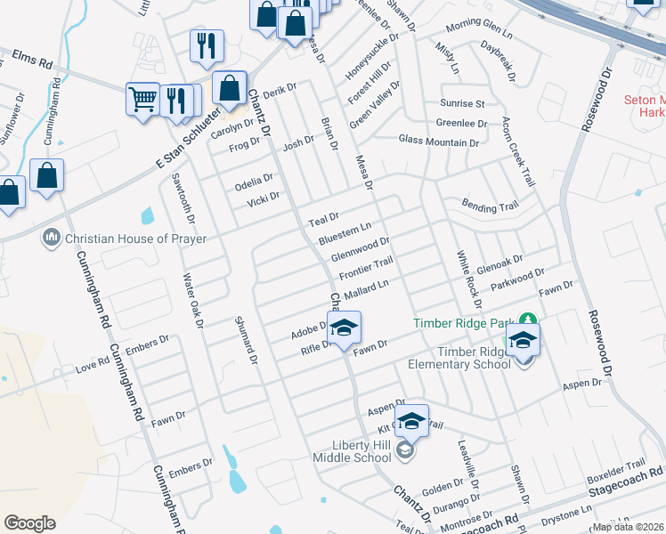 map of restaurants, bars, coffee shops, grocery stores, and more near 4310 Glennwood Drive in Killeen