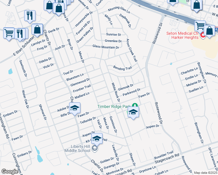 map of restaurants, bars, coffee shops, grocery stores, and more near 5007 Shawn Drive in Killeen