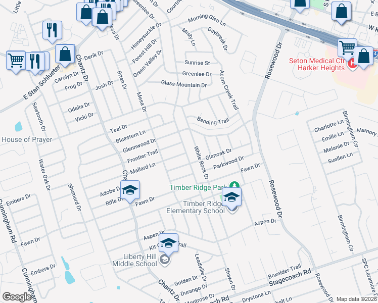 map of restaurants, bars, coffee shops, grocery stores, and more near 5007 Shawn Drive in Killeen