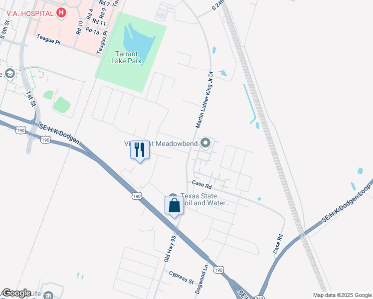 map of restaurants, bars, coffee shops, grocery stores, and more near 2802 Martin Luther King Junior Drive in Temple