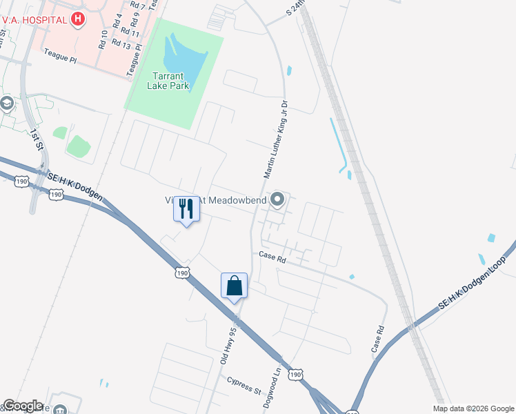 map of restaurants, bars, coffee shops, grocery stores, and more near 2802 Martin Luther King Junior Drive in Temple