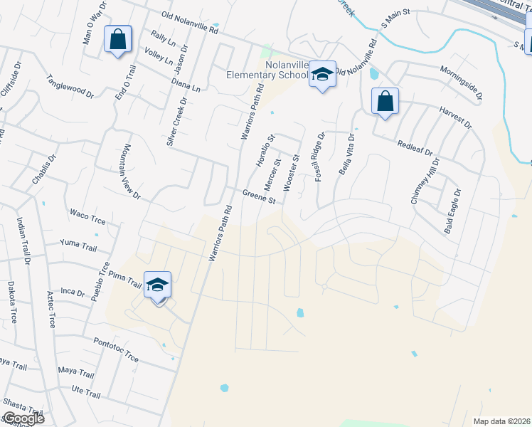 map of restaurants, bars, coffee shops, grocery stores, and more near 2234 Wooster Street in Nolanville