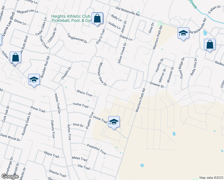 map of restaurants, bars, coffee shops, grocery stores, and more near 1210 Mountain View Drive in Harker Heights