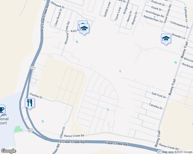map of restaurants, bars, coffee shops, grocery stores, and more near 4403 Prewitt Ranch Road in Killeen