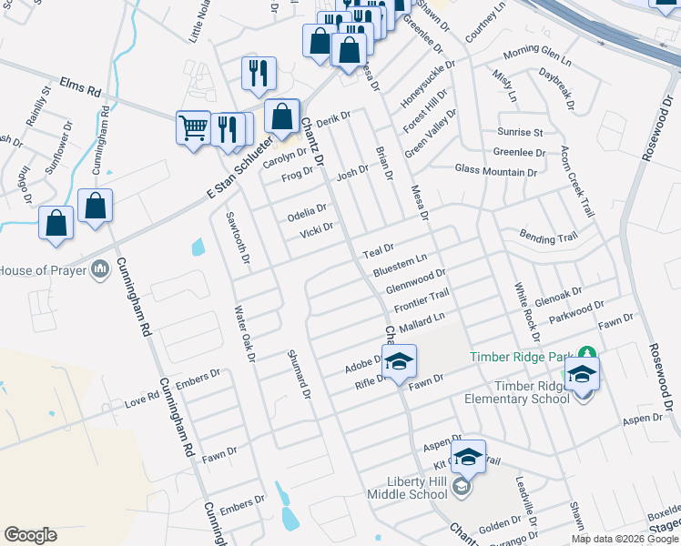 map of restaurants, bars, coffee shops, grocery stores, and more near 4308 Teal Drive in Killeen