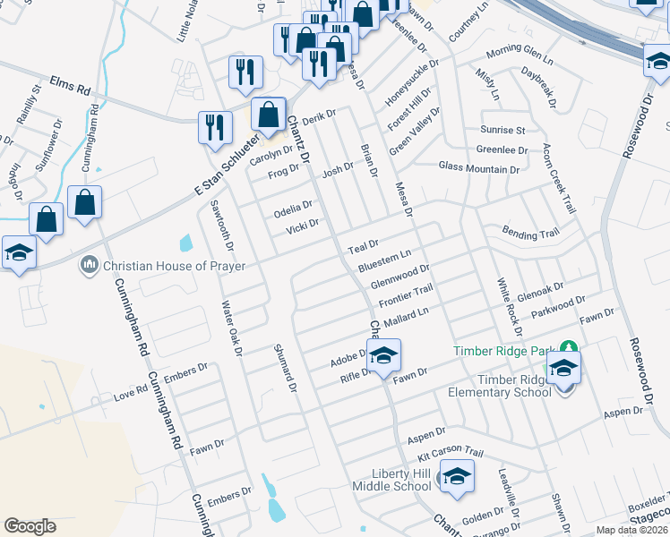 map of restaurants, bars, coffee shops, grocery stores, and more near 4308 Teal Drive in Killeen