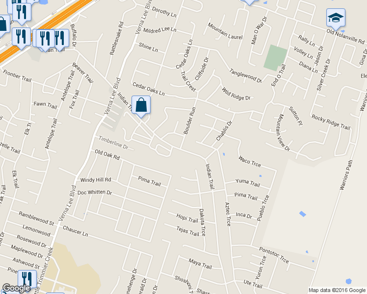 map of restaurants, bars, coffee shops, grocery stores, and more near 1401 Indian Trail in Harker Heights