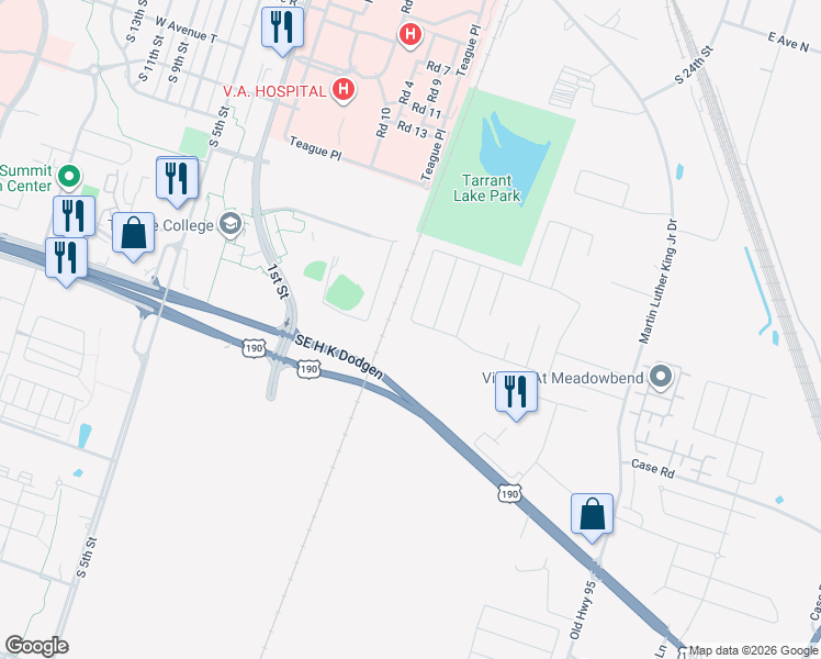 map of restaurants, bars, coffee shops, grocery stores, and more near 1 J N Arocha in Temple