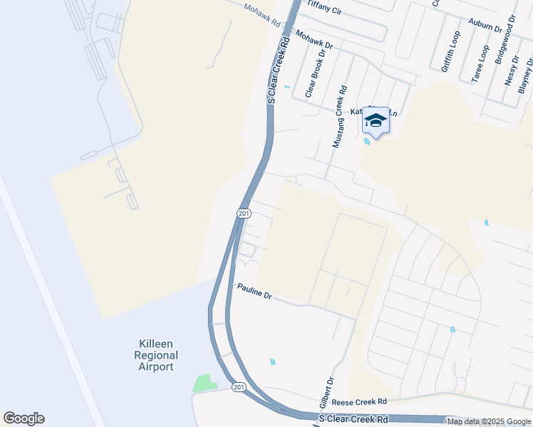 map of restaurants, bars, coffee shops, grocery stores, and more near 7210 South Clear Creek Road in Killeen