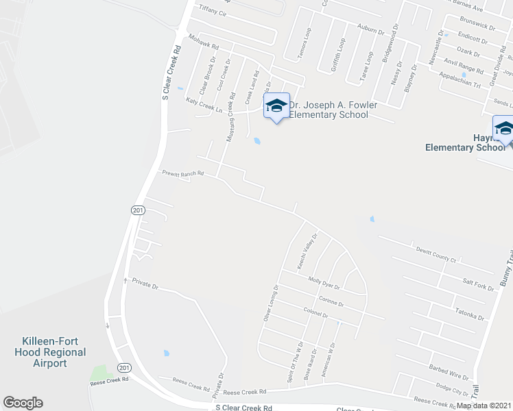 map of restaurants, bars, coffee shops, grocery stores, and more near 4702 Prewitt Ranch Road in Killeen