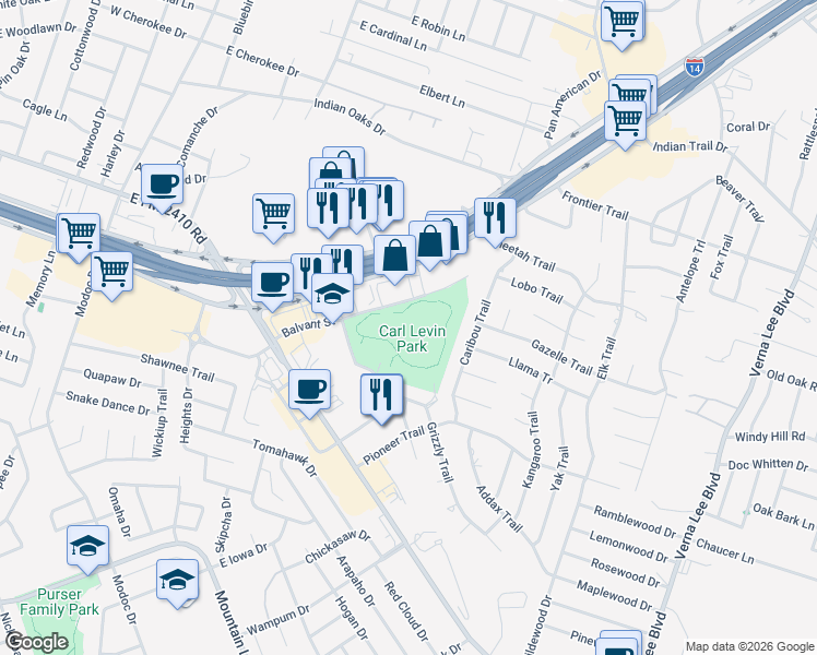 map of restaurants, bars, coffee shops, grocery stores, and more near 400 Millers Crossing in Harker Heights