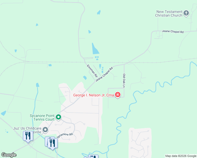 map of restaurants, bars, coffee shops, grocery stores, and more near 1208 Jeane Chapel Road in Leesville
