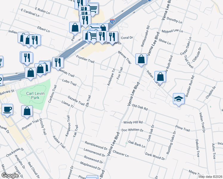 map of restaurants, bars, coffee shops, grocery stores, and more near 802 Bear Trail in Harker Heights