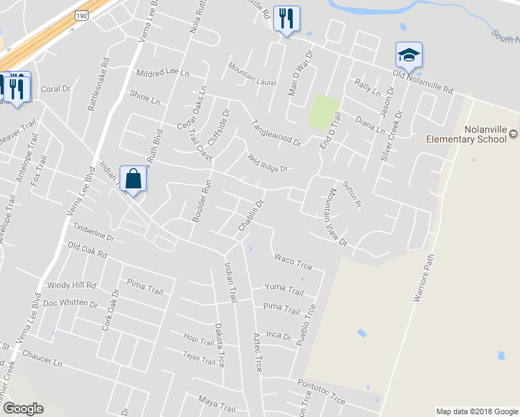 map of restaurants, bars, coffee shops, grocery stores, and more near 1005 Chablis Drive in Harker Heights