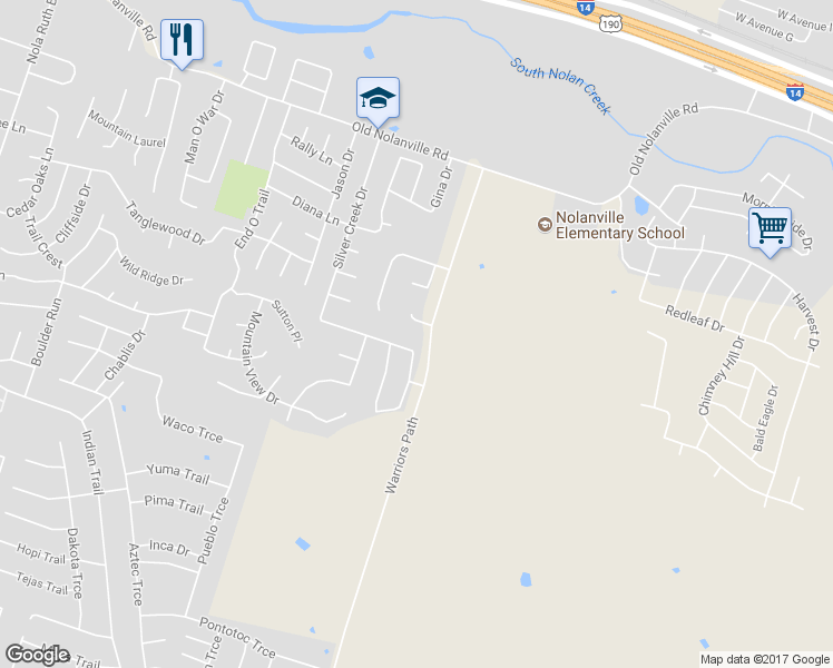 map of restaurants, bars, coffee shops, grocery stores, and more near 1307 Rocky Ridge Trail in Harker Heights