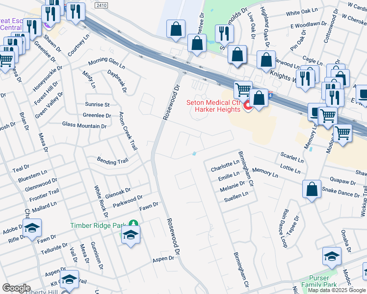 map of restaurants, bars, coffee shops, grocery stores, and more near 4903 Deerwood Loop in Killeen