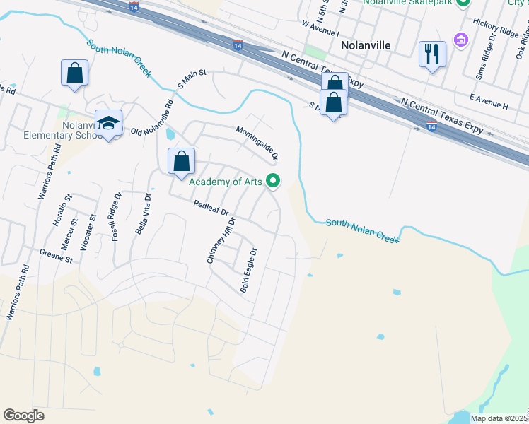 map of restaurants, bars, coffee shops, grocery stores, and more near 8006 Ridgeway Court in Nolanville