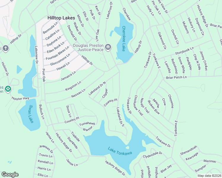 map of restaurants, bars, coffee shops, grocery stores, and more near 20 Sloop Road in Hilltop Lakes
