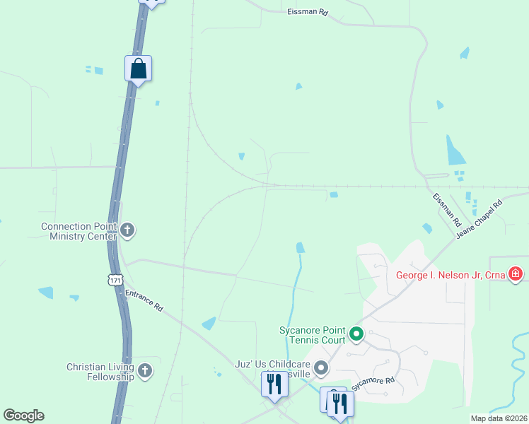 map of restaurants, bars, coffee shops, grocery stores, and more near 593 Lewis Perkins Road in Leesville