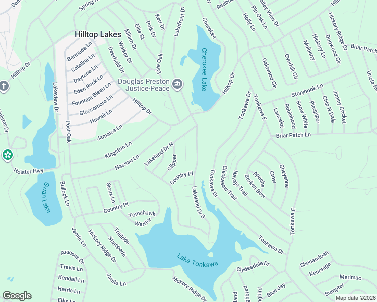 map of restaurants, bars, coffee shops, grocery stores, and more near 20 Sloop Road in Hilltop Lakes