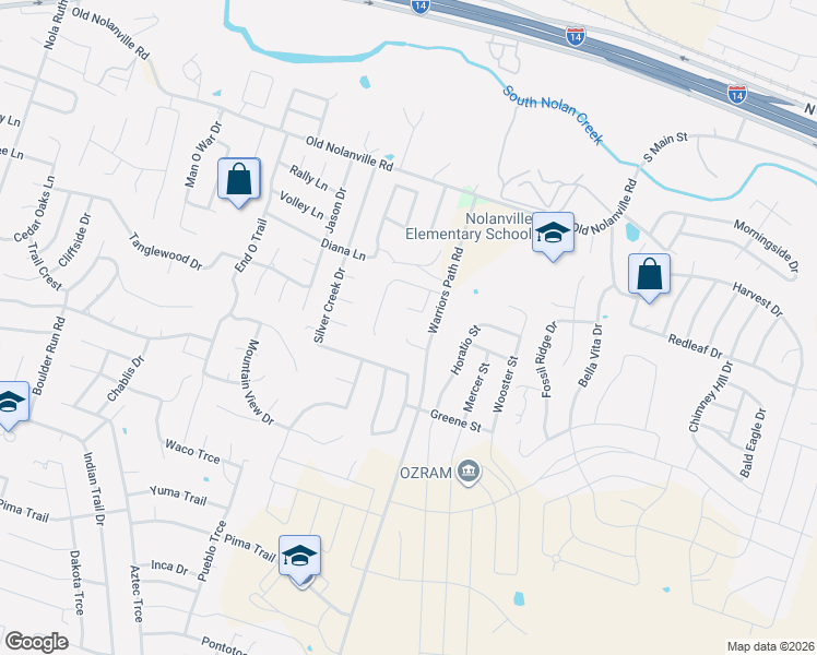map of restaurants, bars, coffee shops, grocery stores, and more near 708 Nacona Trail in Harker Heights