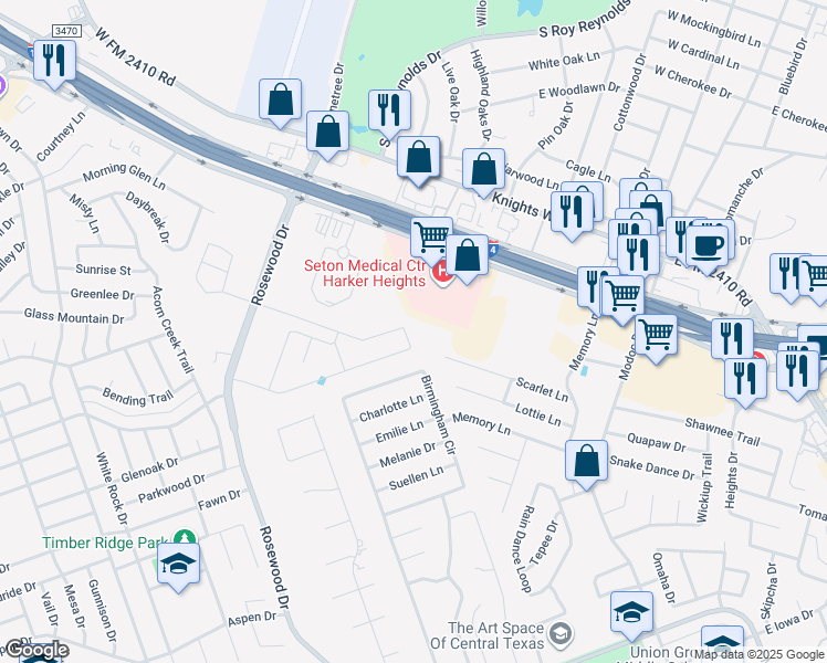 map of restaurants, bars, coffee shops, grocery stores, and more near 5405 Birmingham Cir in Killeen