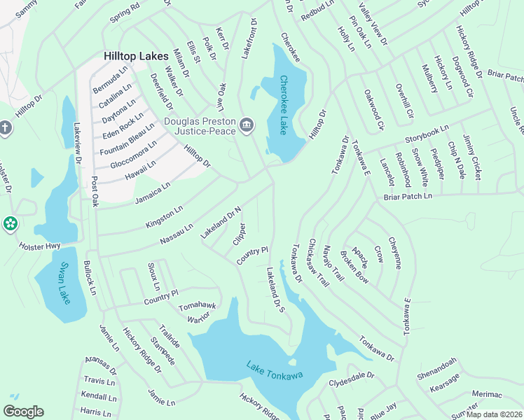 map of restaurants, bars, coffee shops, grocery stores, and more near 20 Sloop Road in Hilltop Lakes