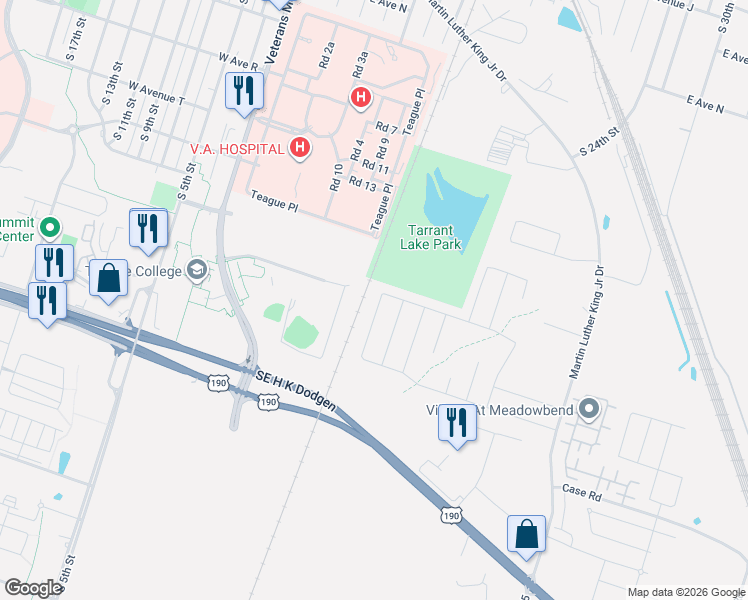 map of restaurants, bars, coffee shops, grocery stores, and more near 126 East Marvin R Felder Drive in Temple