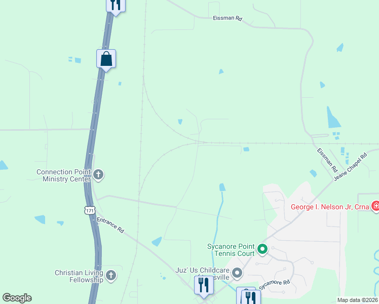 map of restaurants, bars, coffee shops, grocery stores, and more near 595 Lewis Perkins Road in Leesville