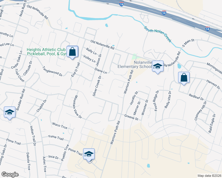 map of restaurants, bars, coffee shops, grocery stores, and more near 1715 Iron Jacket Trail in Harker Heights