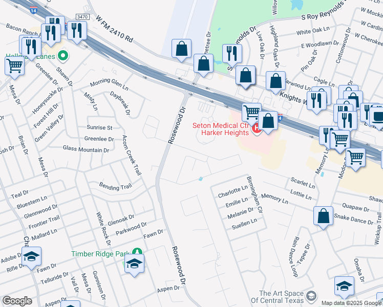 map of restaurants, bars, coffee shops, grocery stores, and more near 5305 Birmingham Circle in Killeen
