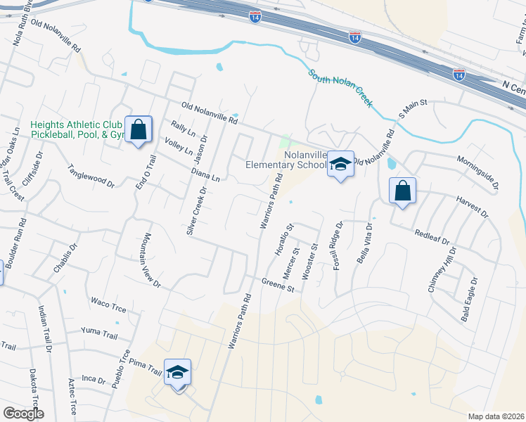 map of restaurants, bars, coffee shops, grocery stores, and more near 702 Nacona Trail in Harker Heights