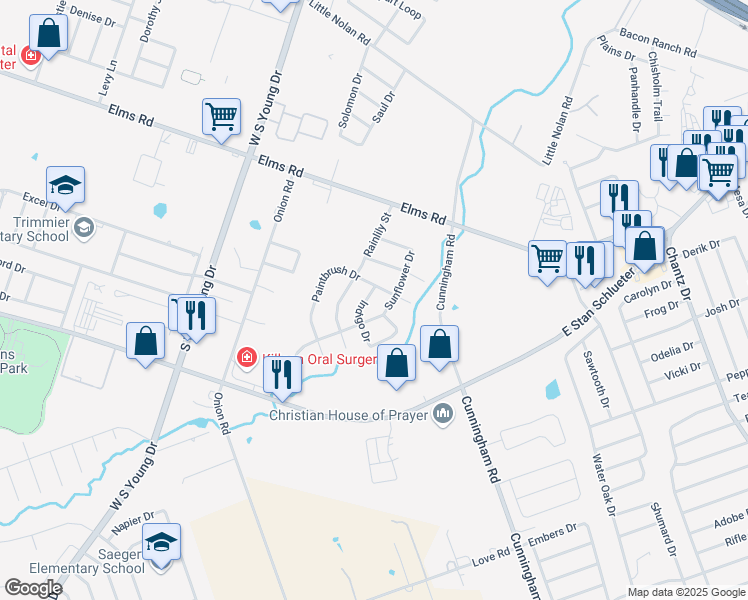 map of restaurants, bars, coffee shops, grocery stores, and more near 2903 Paintbrush Drive in Killeen