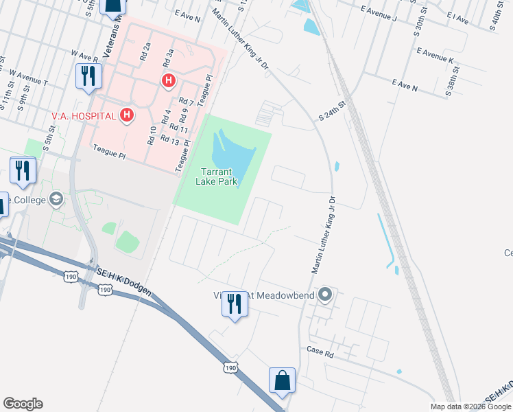 map of restaurants, bars, coffee shops, grocery stores, and more near 2610 West Avenue M in Temple