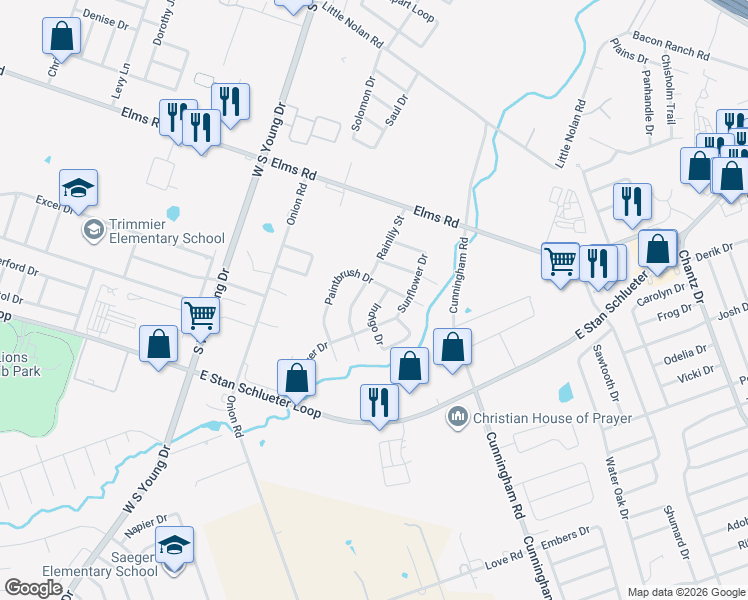 map of restaurants, bars, coffee shops, grocery stores, and more near 2903 Paintbrush Drive in Killeen