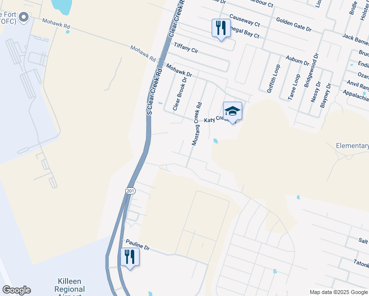 map of restaurants, bars, coffee shops, grocery stores, and more near 6806 George Cove in Killeen