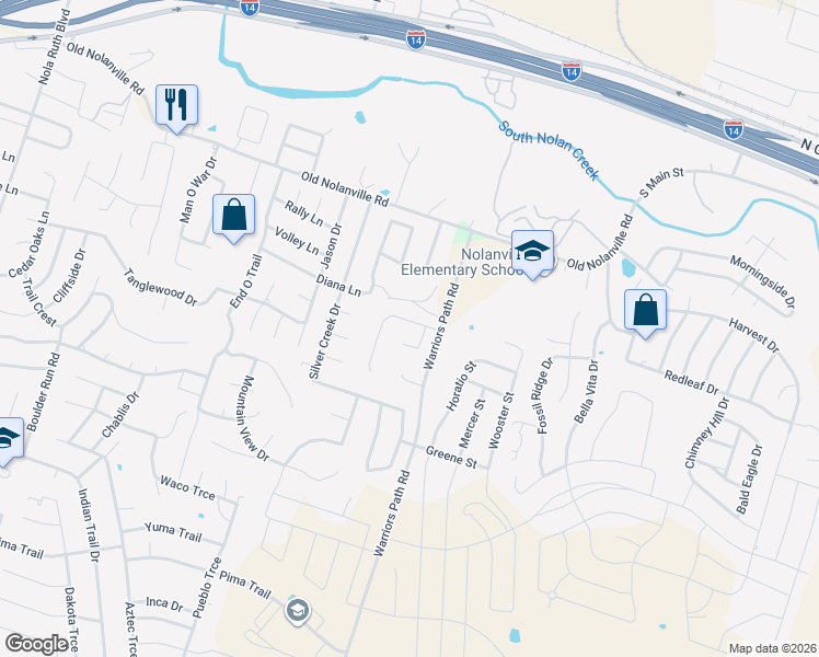 map of restaurants, bars, coffee shops, grocery stores, and more near 1807 Iron Jacket Trail in Harker Heights
