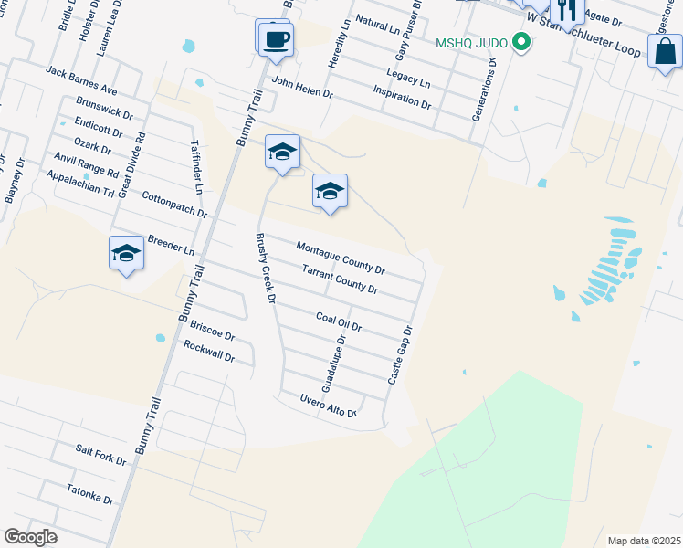 map of restaurants, bars, coffee shops, grocery stores, and more near 2709 Tarrant County Drive in Killeen