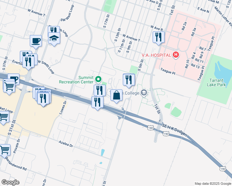 map of restaurants, bars, coffee shops, grocery stores, and more near 404 Fryers Creek Drive in Temple