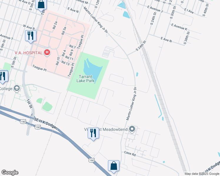 map of restaurants, bars, coffee shops, grocery stores, and more near 2610 West Avenue M in Temple