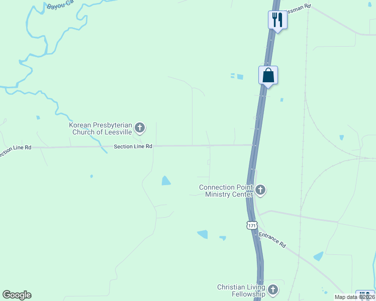 map of restaurants, bars, coffee shops, grocery stores, and more near 201 Section Line Road in Leesville