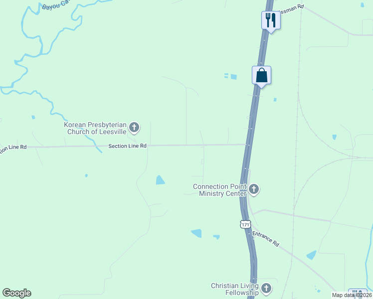 map of restaurants, bars, coffee shops, grocery stores, and more near 172 Tracie in Leesville