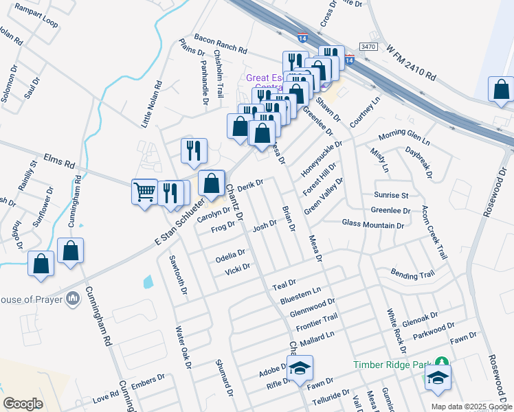 map of restaurants, bars, coffee shops, grocery stores, and more near 4403 Colby Drive in Killeen