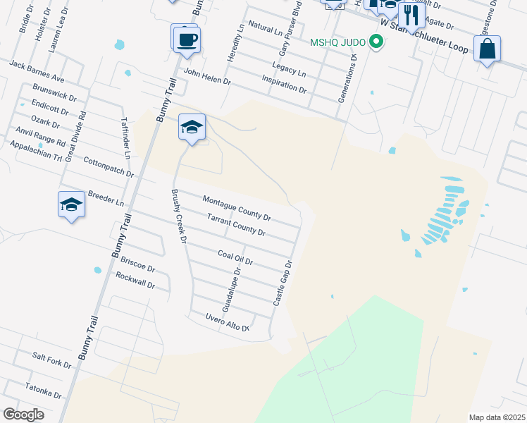 map of restaurants, bars, coffee shops, grocery stores, and more near 2607 Montague County Drive in Killeen