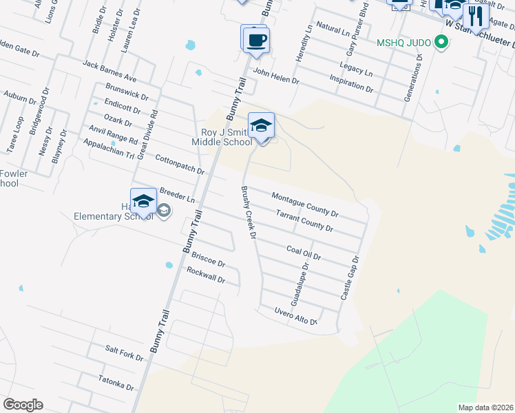 map of restaurants, bars, coffee shops, grocery stores, and more near 2910 Tarrant County Drive in Killeen